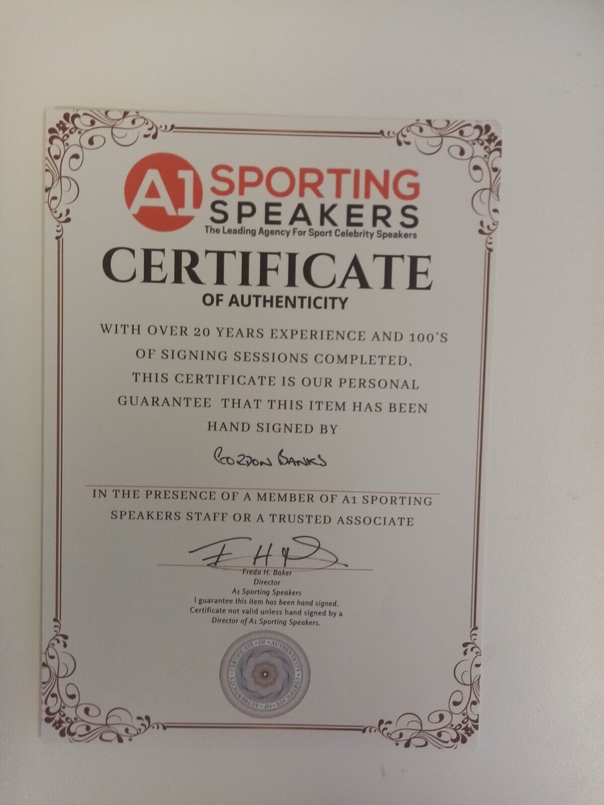 England Replika Torwart Trikot WM 1966 Gordon Banks signiert Wembley COA Neu L