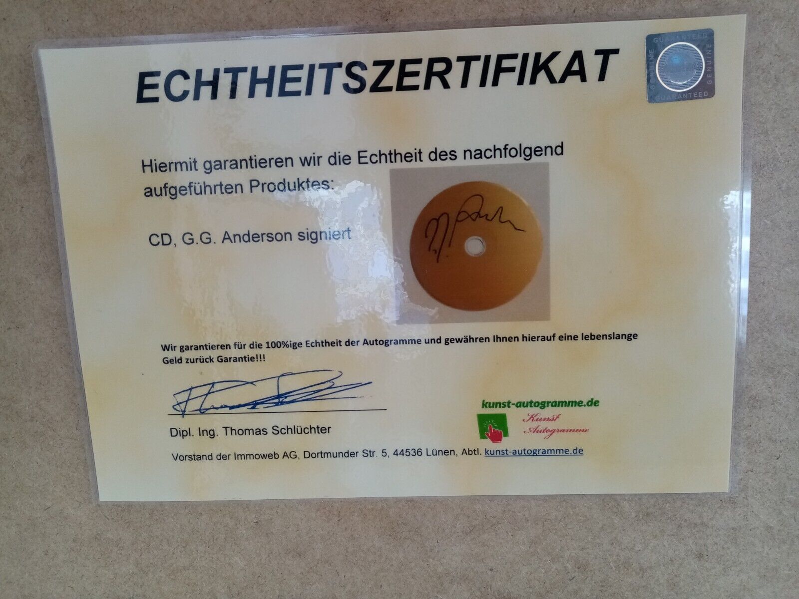 CD / Rohling G. G. Anderson signiert + Album im Rahmen Autogramm Musik Schlager