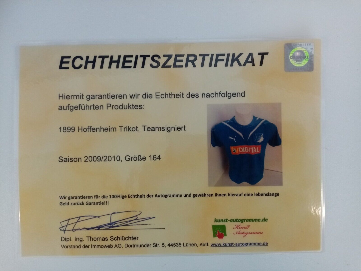 1899 Hoffenheim Trikot 2009/2010 Teamsigniert Autogramm Fußball, Bundesliga 164