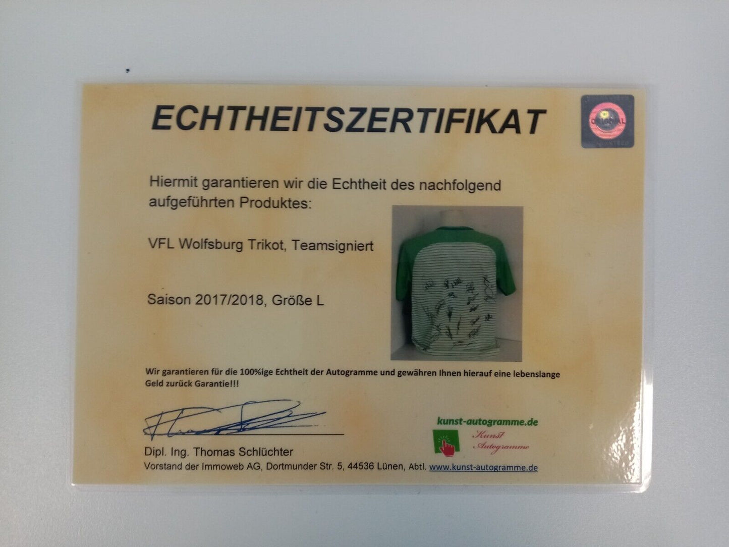 VFL Wolfsburg Trikot 17/18 Teamsigniert Wölfe Autogramm Fußball Nike Neu COA L