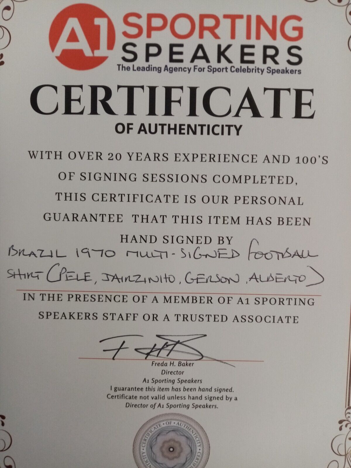 Brazil Repro Trikot WM 1970 + frame Team -signed autograph Pele Neu Coa