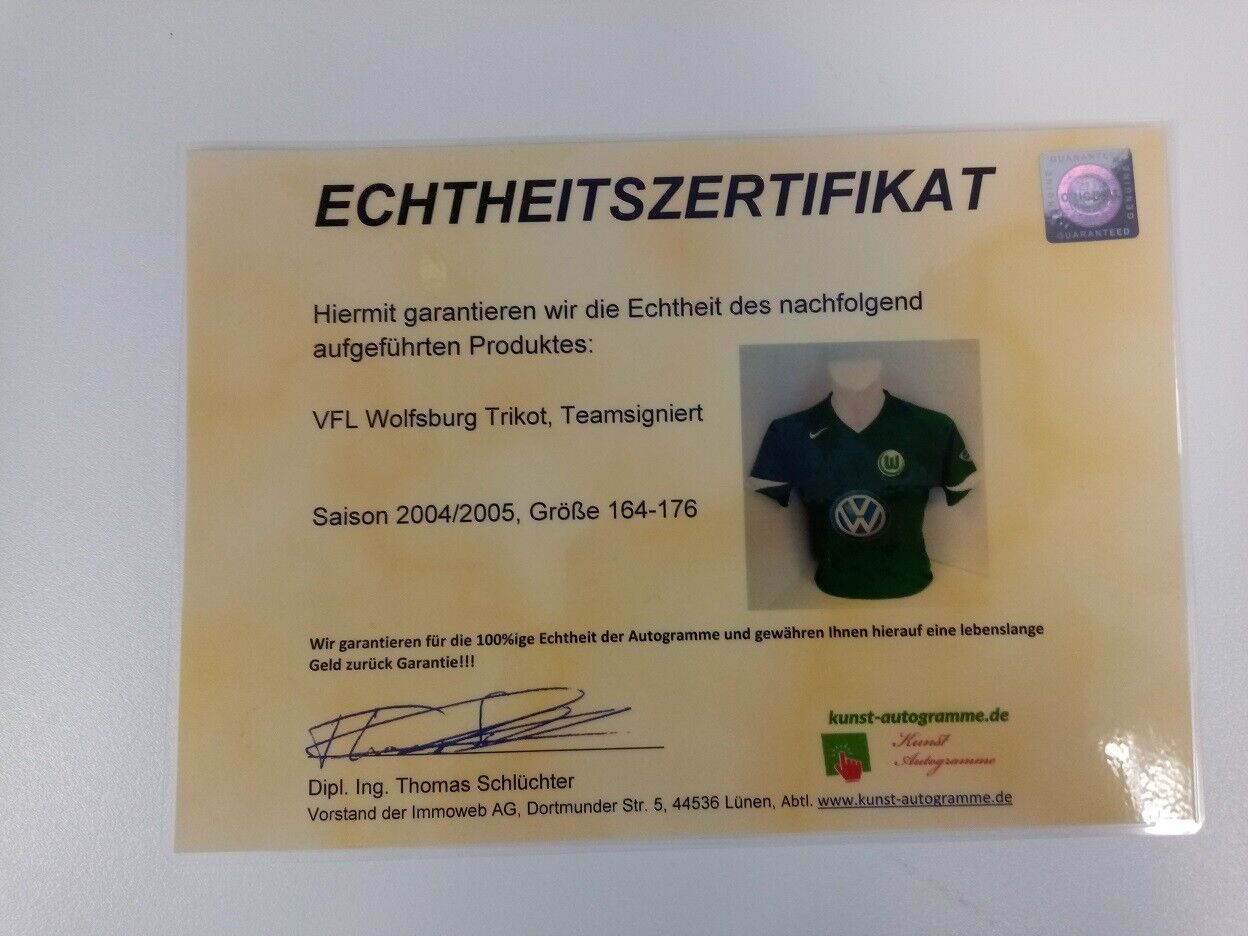 VFL Wolfsburg Trikot 2004/2005 Teamsigniert Wölfe Autogramm Fußball Nike 164-176