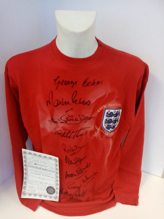 England replica jersey World Cup 1966 9x signed autograph football coa wembley l / xl