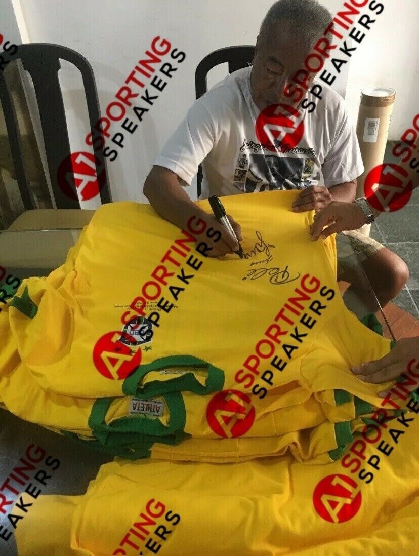 Brazil Repro Trikot WM 1970 + frame Team -signed autograph Pele Neu Coa
