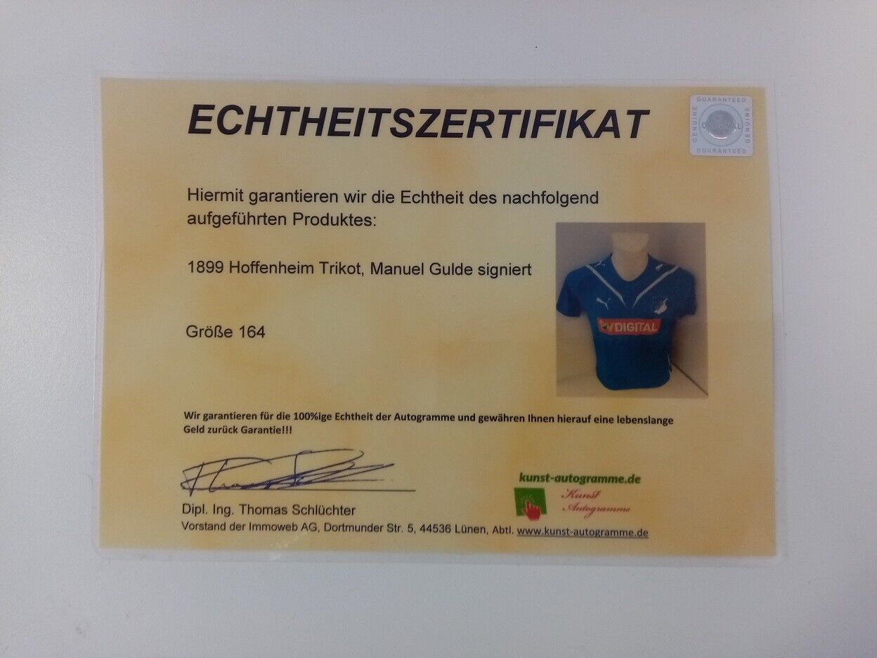 TSG 1899 Hoffenheim Trikot Gulde signiert Autogramme Bundesliga Fußball Puma 164