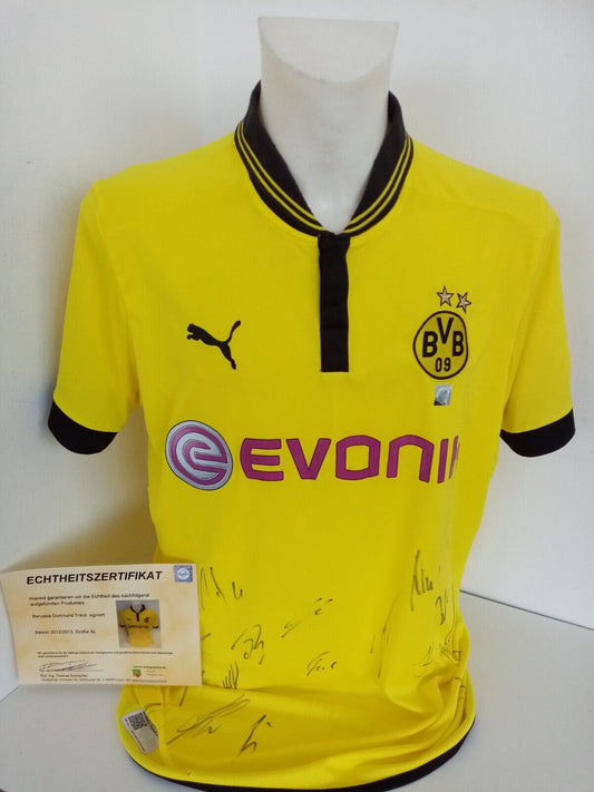 BVB Trikot 12/13 Teamsigniert Borussia Dortmund Autogramm Fußball COA Puma XL