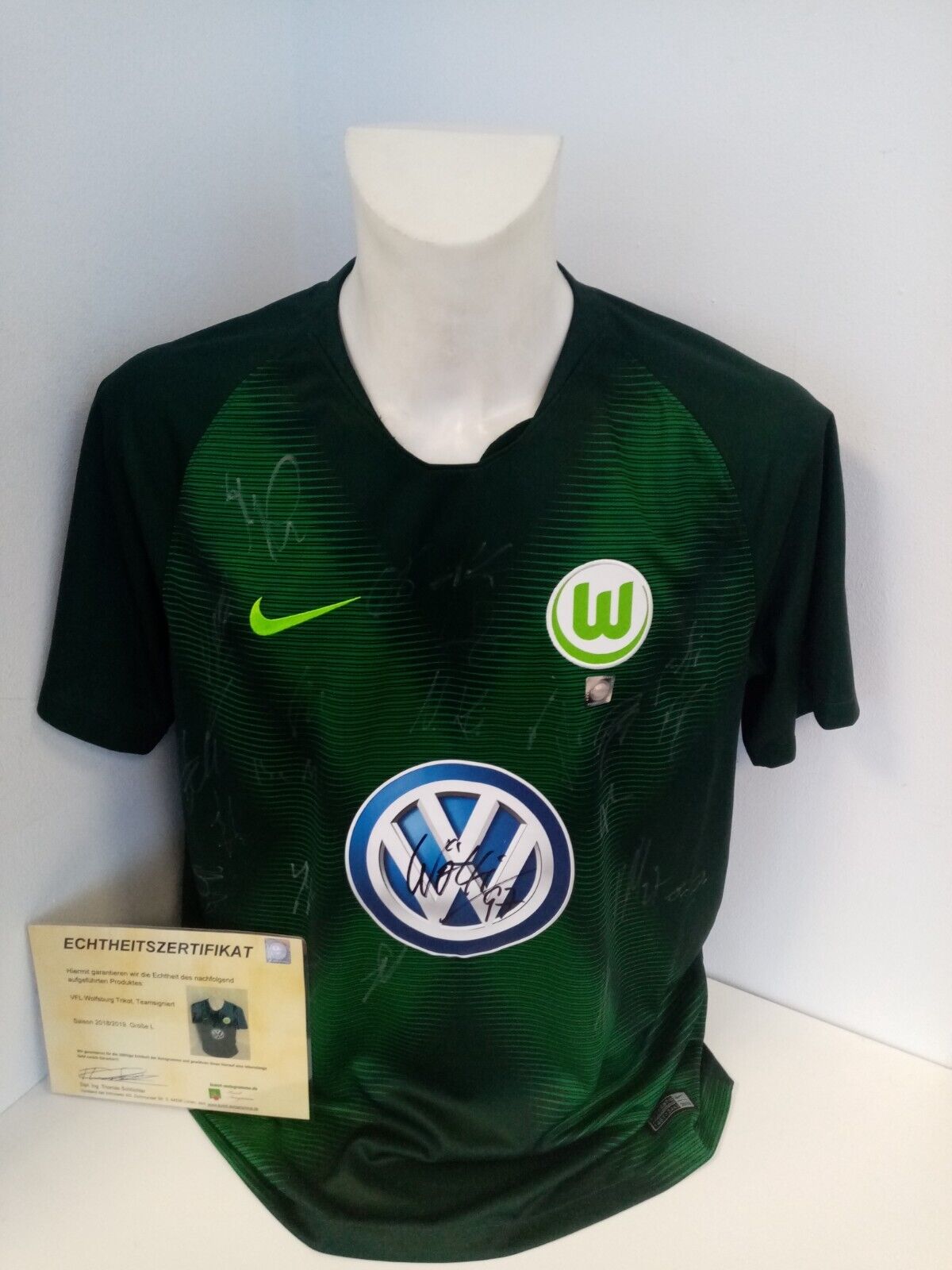 VFL Wolfsburg Trikot 2018/2019 Teamsigniert Autogramm Fußball Bundesliga Nike L