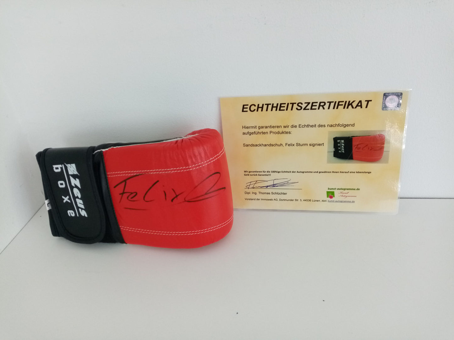 Sandsackhandschuh Felix Sturm signiert Autogramm Unterschrift Boxen Neu COA