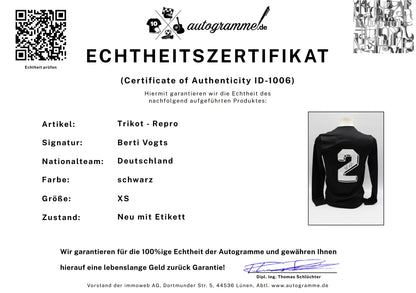 Deutschland Trikot Berti Vogts signiert Autogramm zertifiziert XS