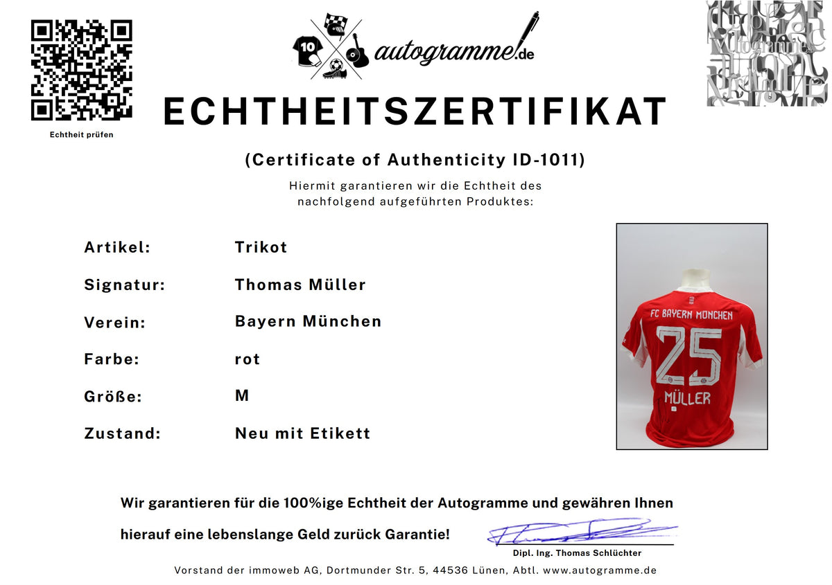Bayern München Trikot Thomas Müller signiert Autogramm zertifiziert M