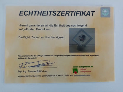 Dartflight Zoran Lerchbacher signiert Darts COA Neu Flight