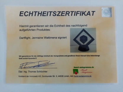 Dartflight jermaine wattimena signed darts coa new flight