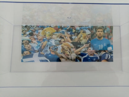 Fußballschuh Sokratis signiert Beleuchtung Griechenland Arsenal Fußball Greece