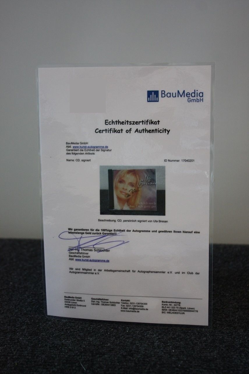 CD, Uta Bresan signiert, Ich leb auch ohne dich ganz gut, Musik, Autogramm, Song