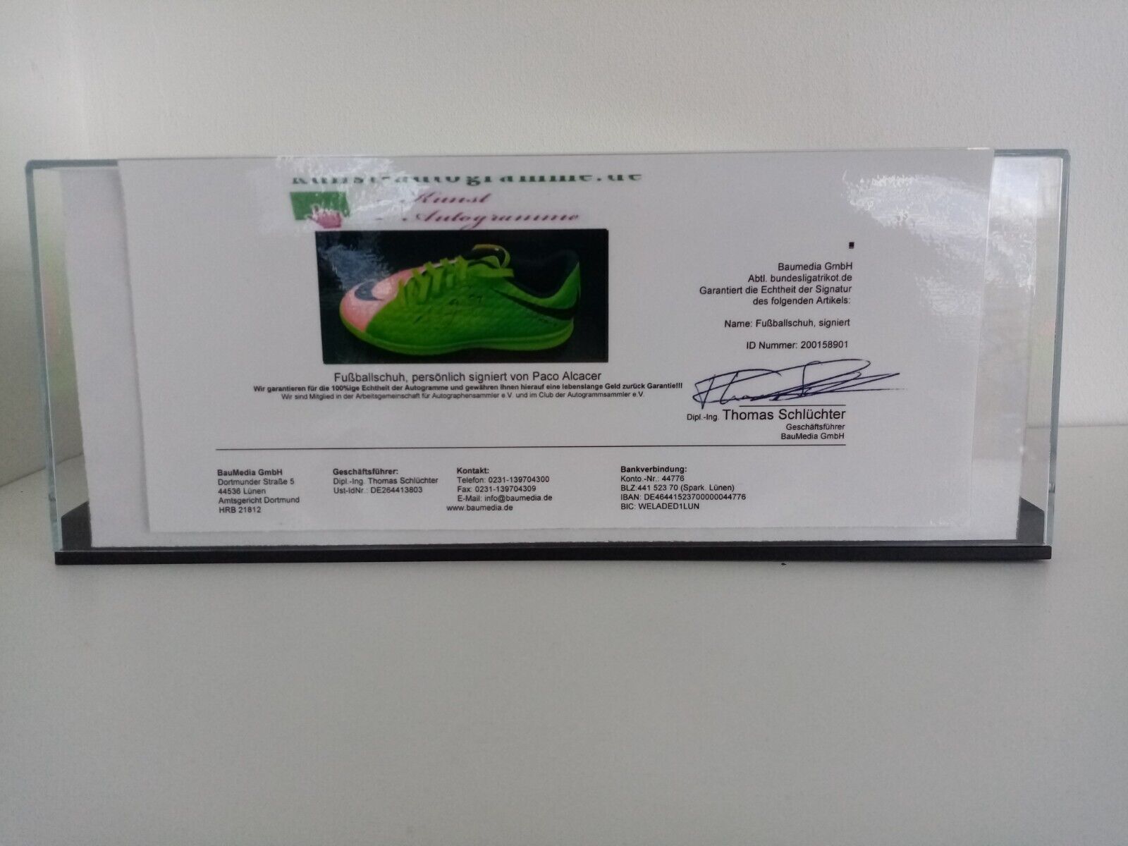 Fußballschuh Paco Alcacer signiert Villareal Spanien La Liga Fußball Nike Neu