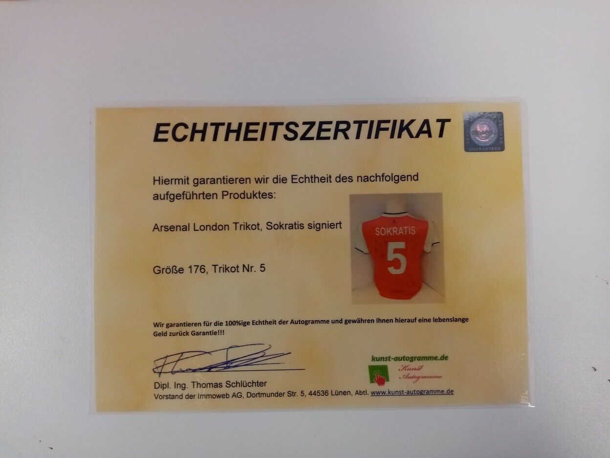 Arsenal London Trikot Sokratis signiert Fußball Autogramm Puma England Neu 176
