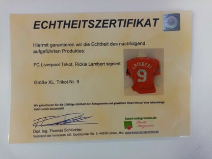 FC Liverpool jersey Rickie Lambert signed autograph soccer england warrior XL