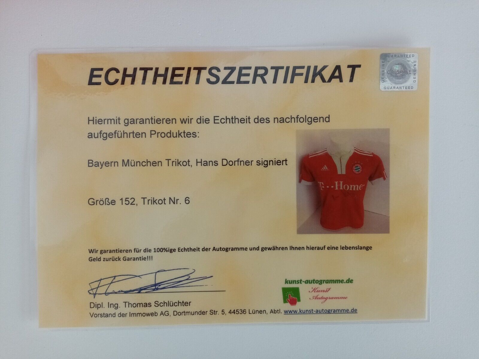 Bayern Munich jersey Hans Dorfner signed autograph Bundesliga adidas FCB 152