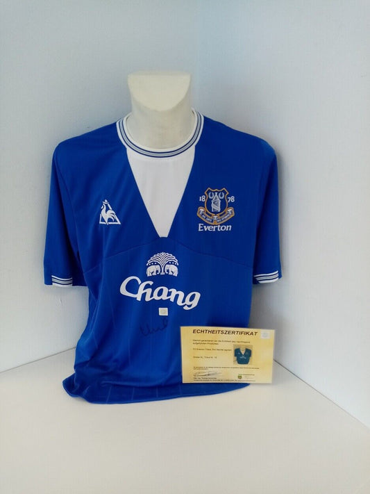 Everton Jersey Phil Neville signed autograph football England Le Coq Sportif XL