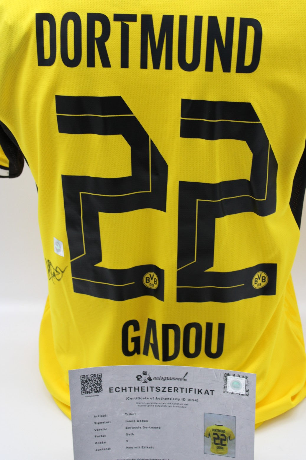 Borussia Dortmund 2026/2027 Trikot Joane Gadou signiert Autogramm zertifiziert S