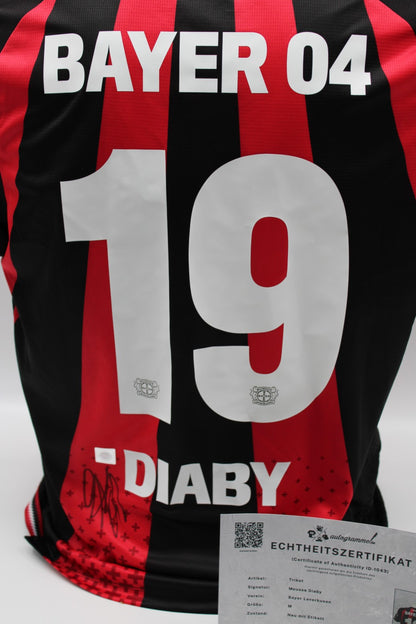 Bayer Leverkusen 2026/2027 Trikot Moussa Diaby signiert Autogramm zertifiziert M