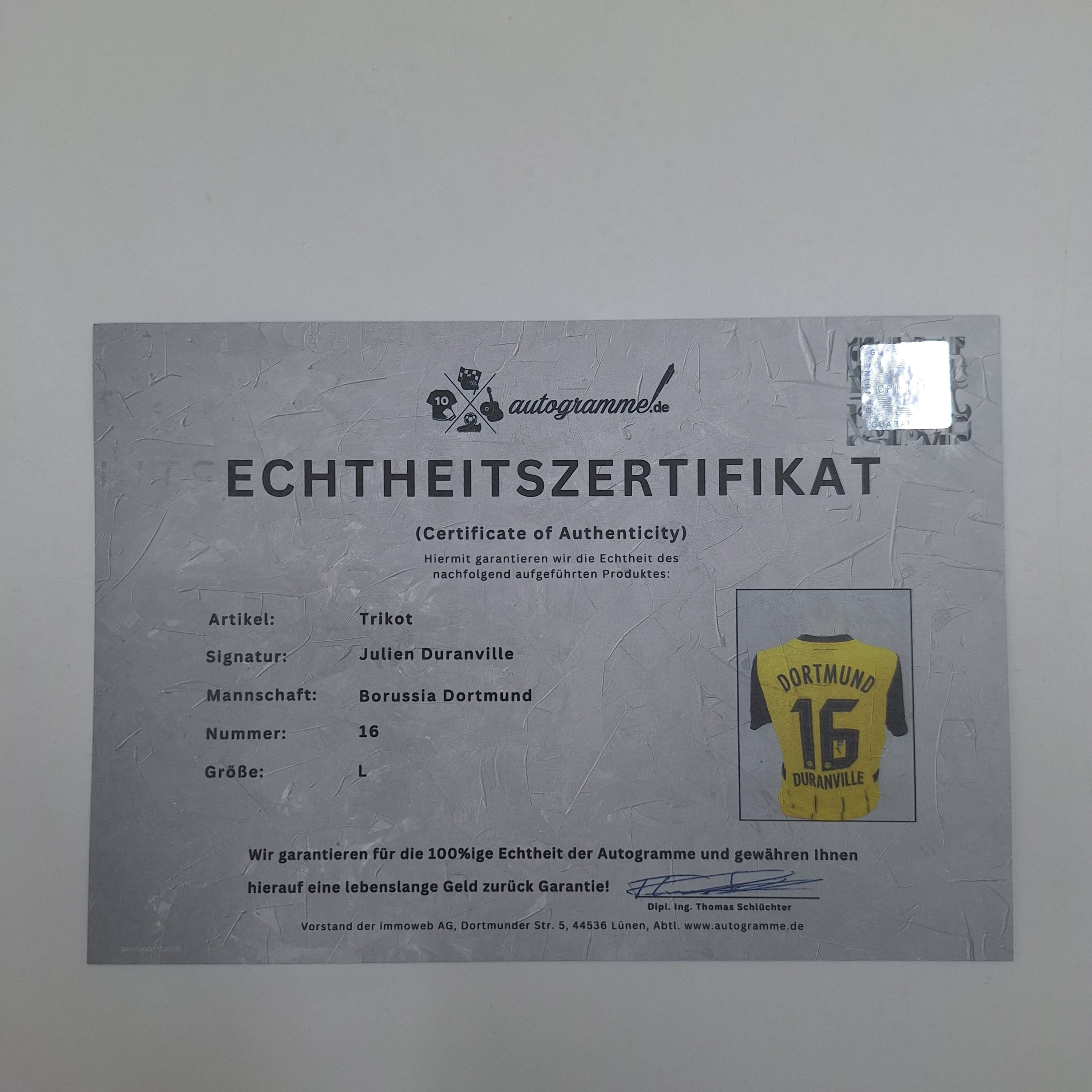 Borussia Dortmund Trikot Julien Duranville signiert BVB Puma neu L