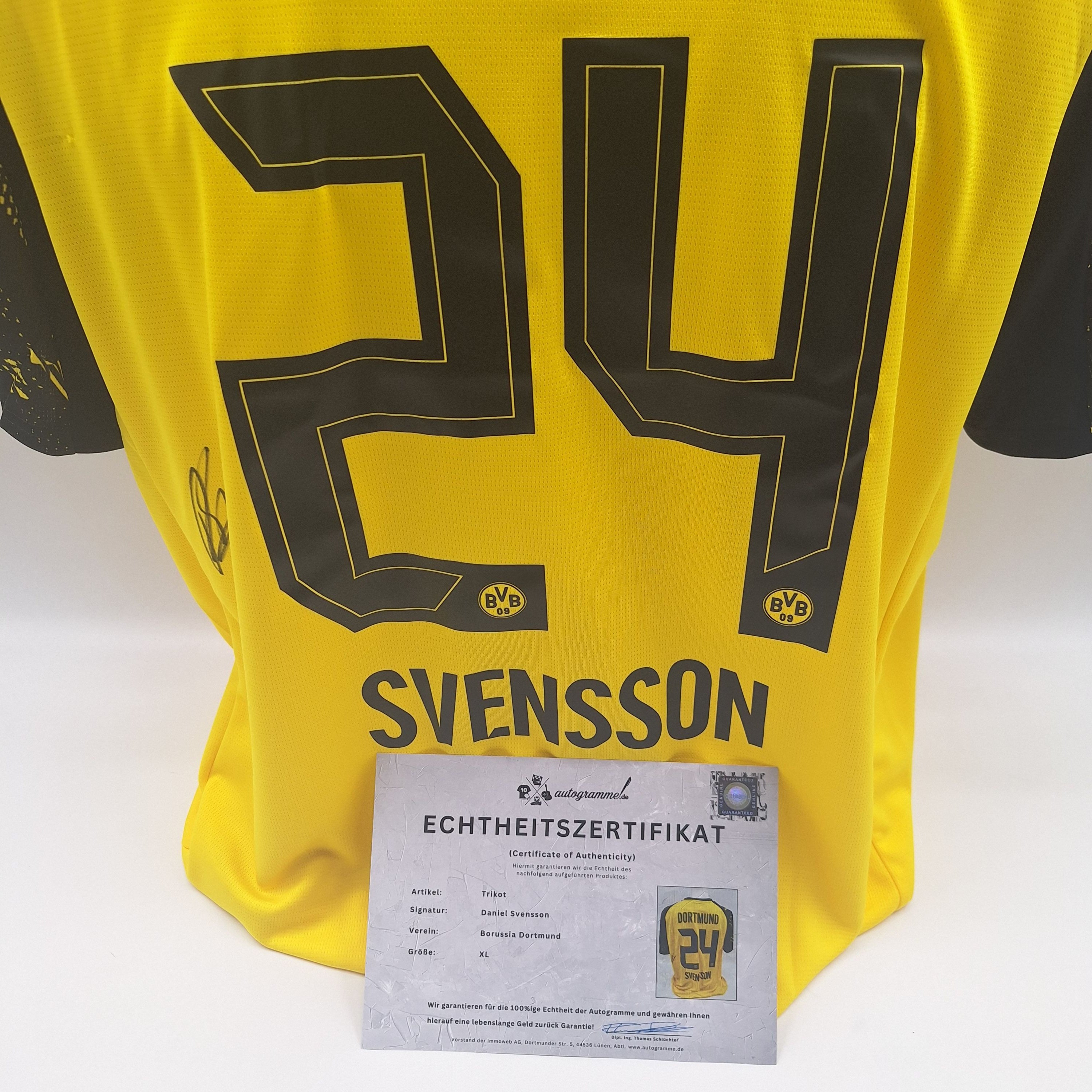 Borussia Dortmund Trikot Daniel Svensson signiert BVB Autogramm Puma neu XL