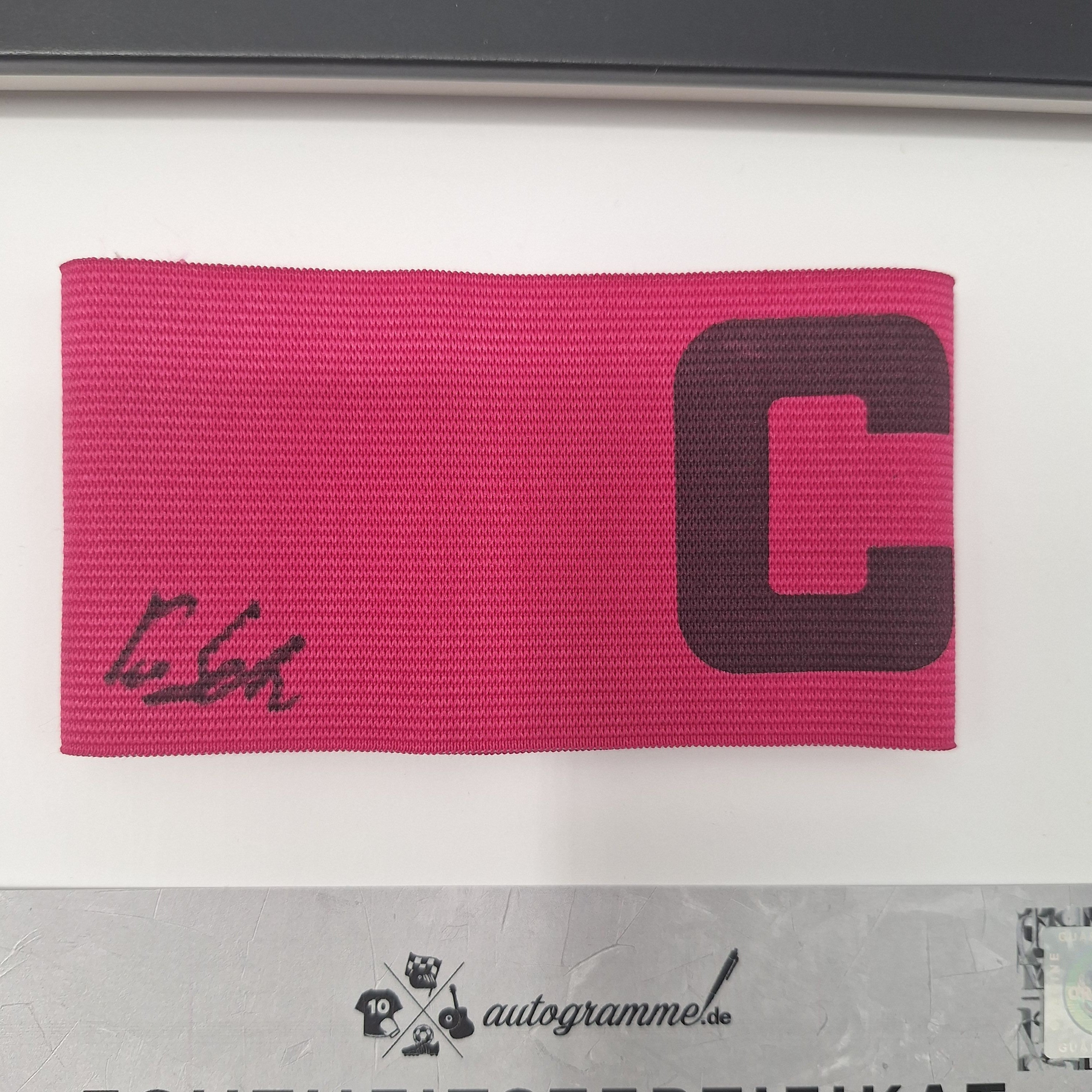 Kapitänsbinde Ron Schallenberg signiert im Rahmen Schalke 04 COA pink