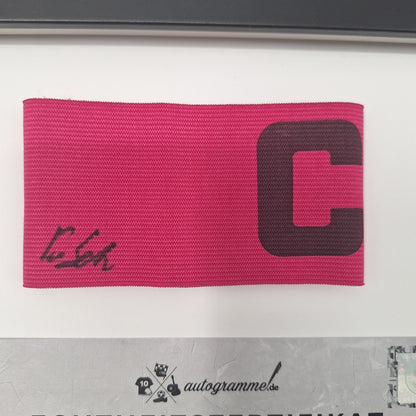 Kapitänsbinde Ron Schallenberg signiert im Rahmen Schalke 04 COA pink