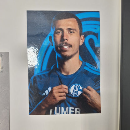 Kapitänsbinde Ron Schallenberg signiert im Rahmen Schalke 04 COA pink
