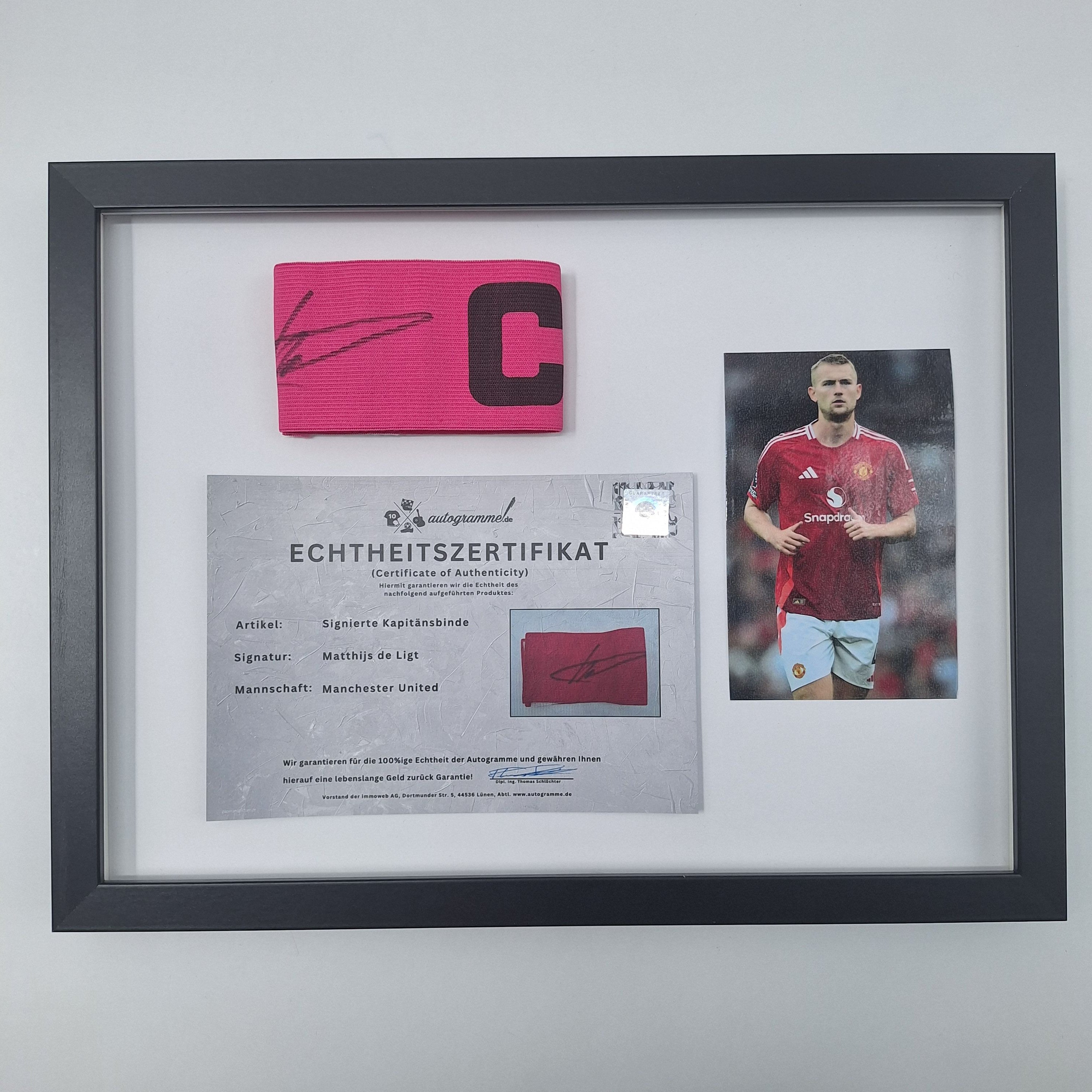 Kapitänsbinde Matthijs de Ligt signiert im Rahmen Manchester United COA