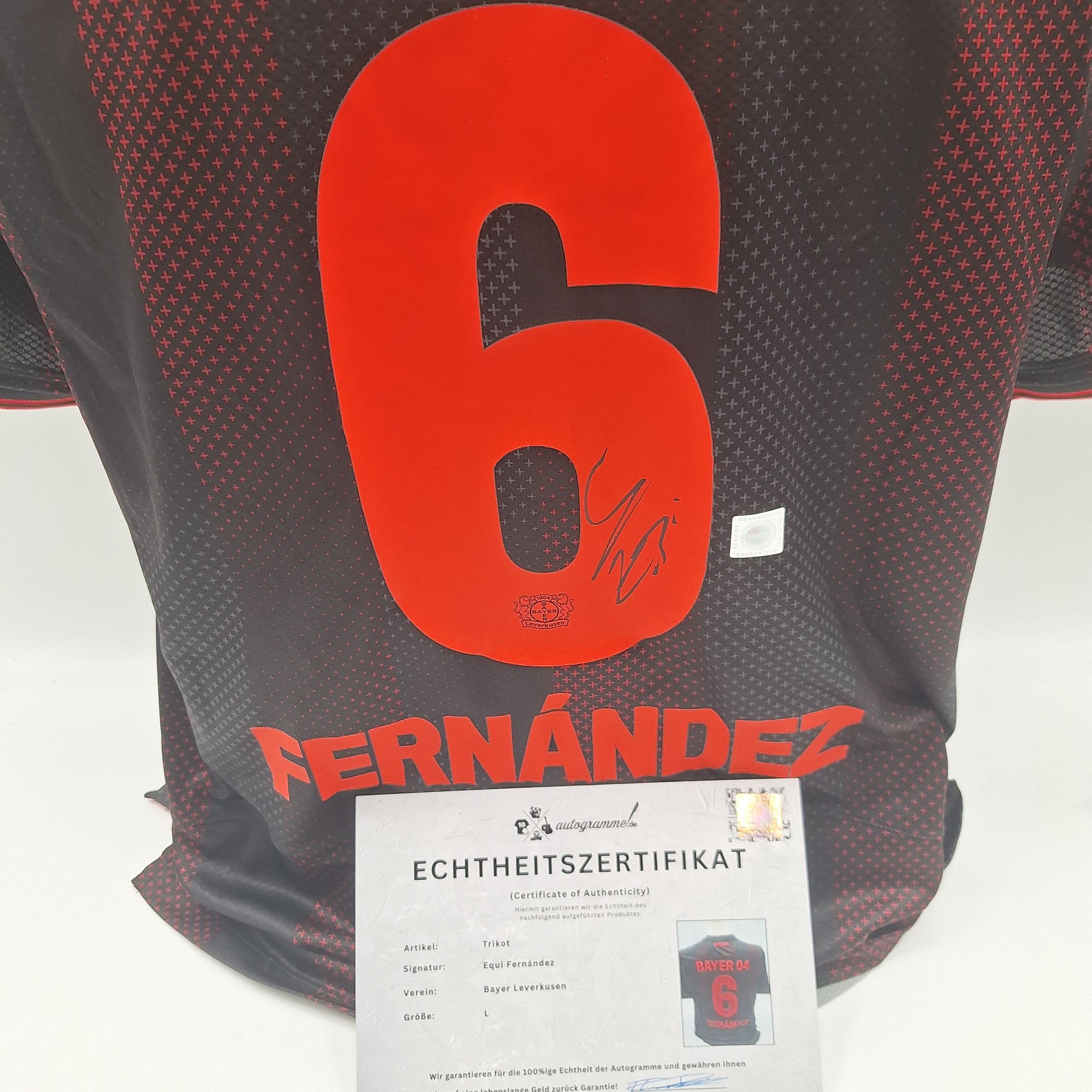 Bayer Leverkusen Trikot Equi Fernandez signiert New Balance COA Autogramm L