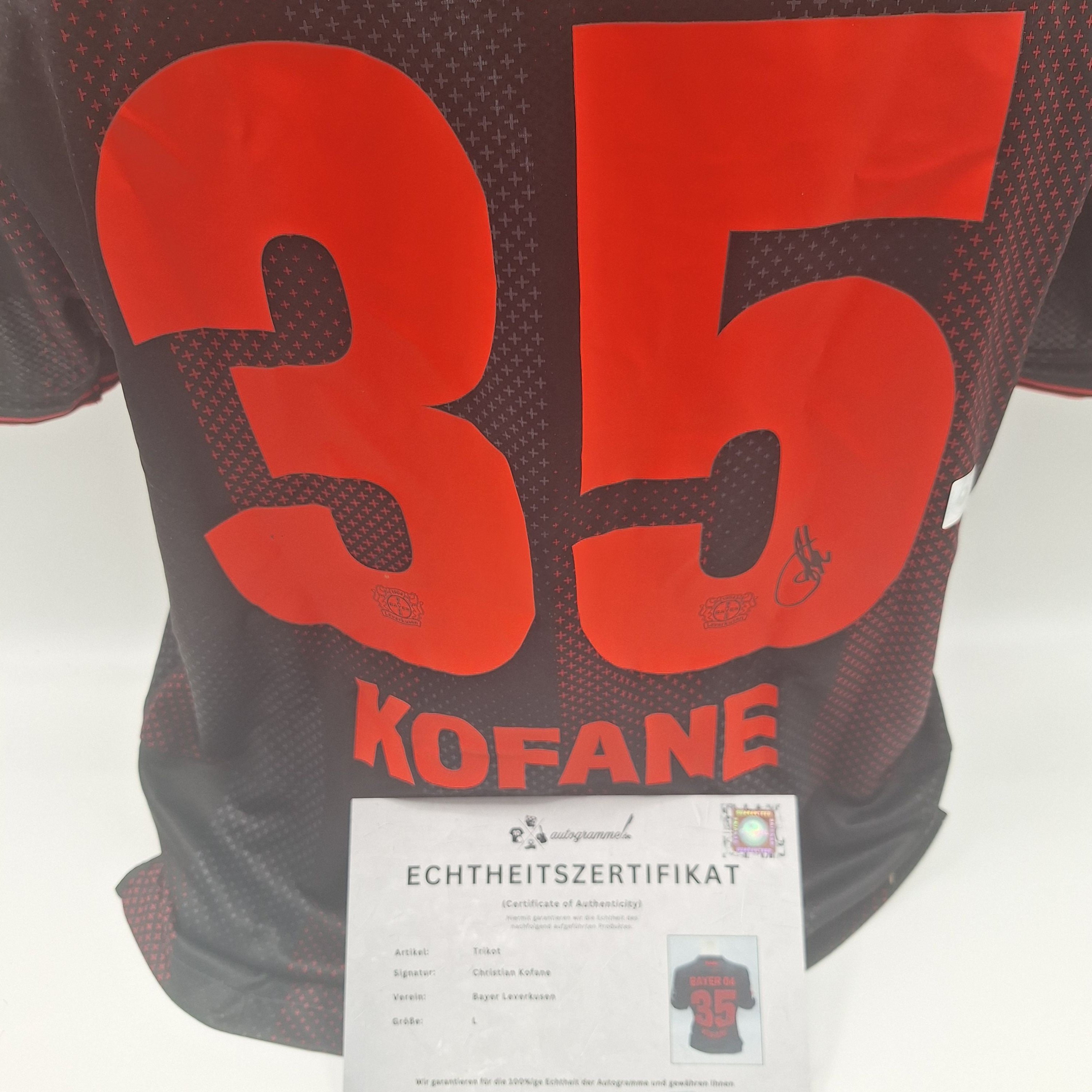 Bayer Leverkusen Trikot Christian Kofane signiert New Balance COA Autogramm L