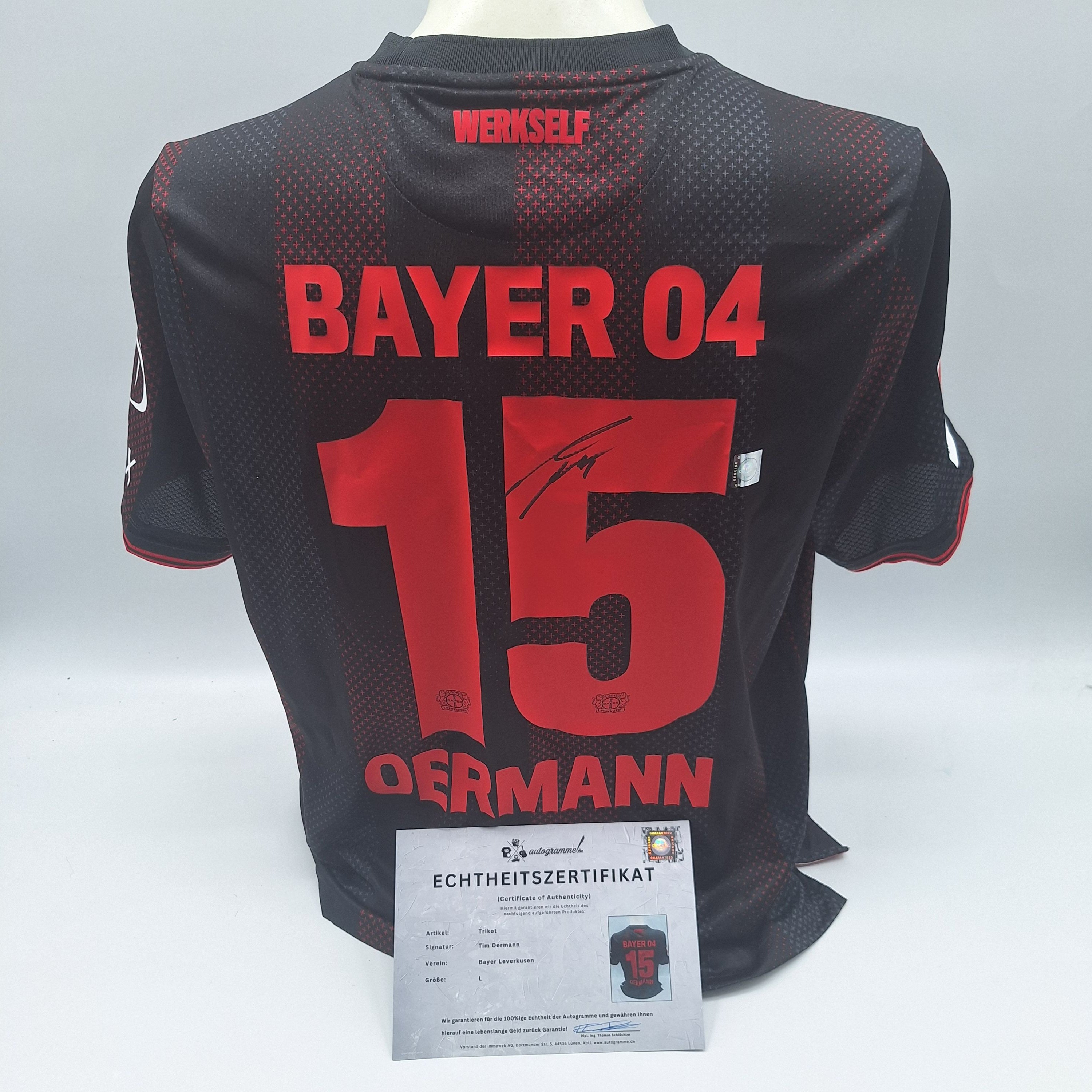 Bayer Leverkusen Trikot Tim Oermann signiert New Balance COA Autogramm L
