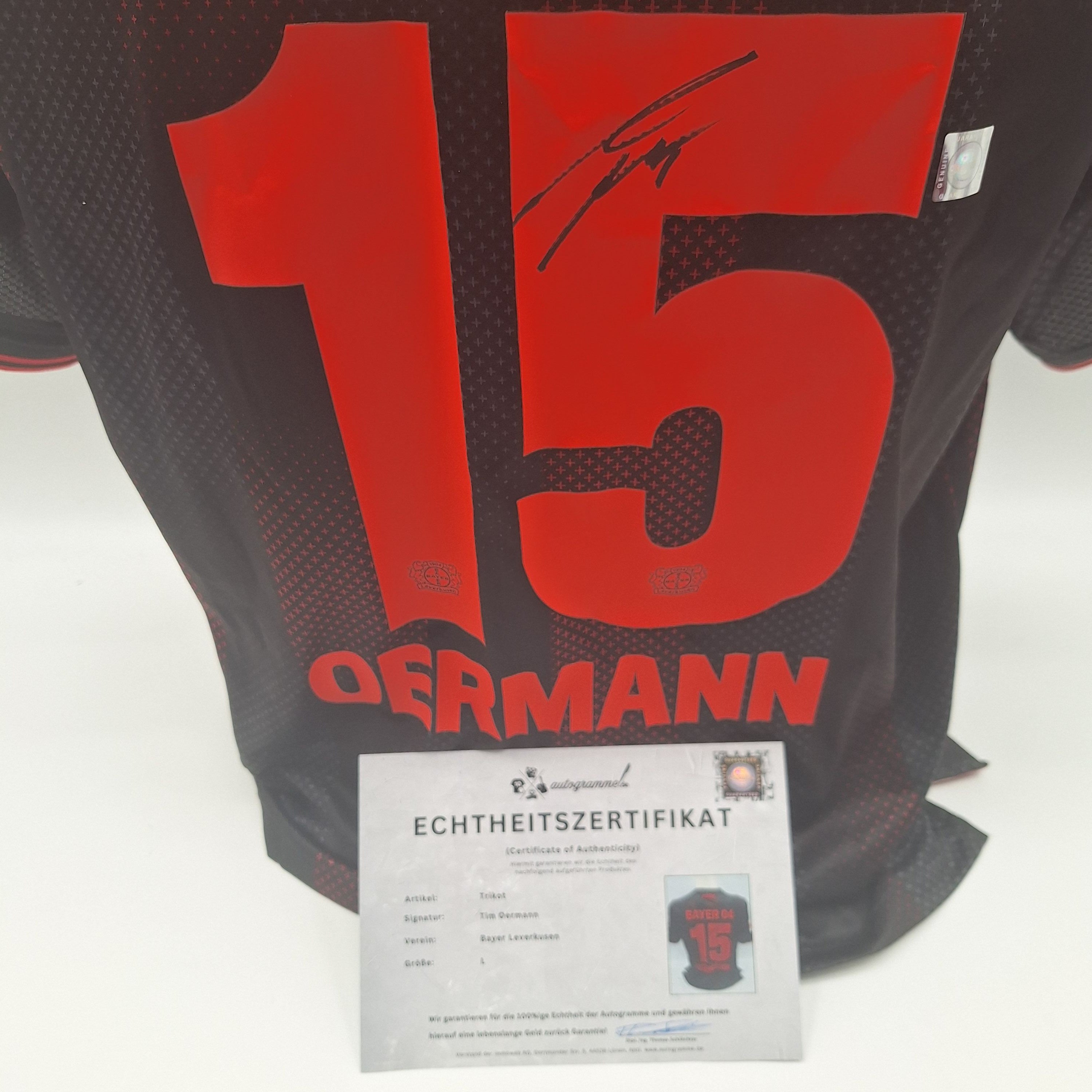 Bayer Leverkusen Trikot Tim Oermann signiert New Balance COA Autogramm L