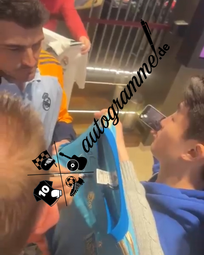 Spain jersey portrait of Iker Casillas, hand-painted and signed, Adidas XL