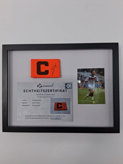 Captain's armband signed by Mario Götze in a frame for DFB Germany World Champion