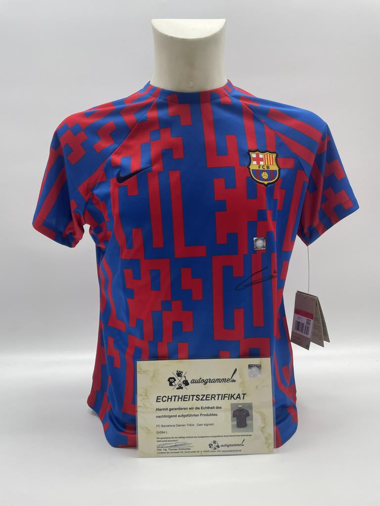 FC Barcelona Women Shirt Gavi Signed Laliga Coa Nike Barca Neu L