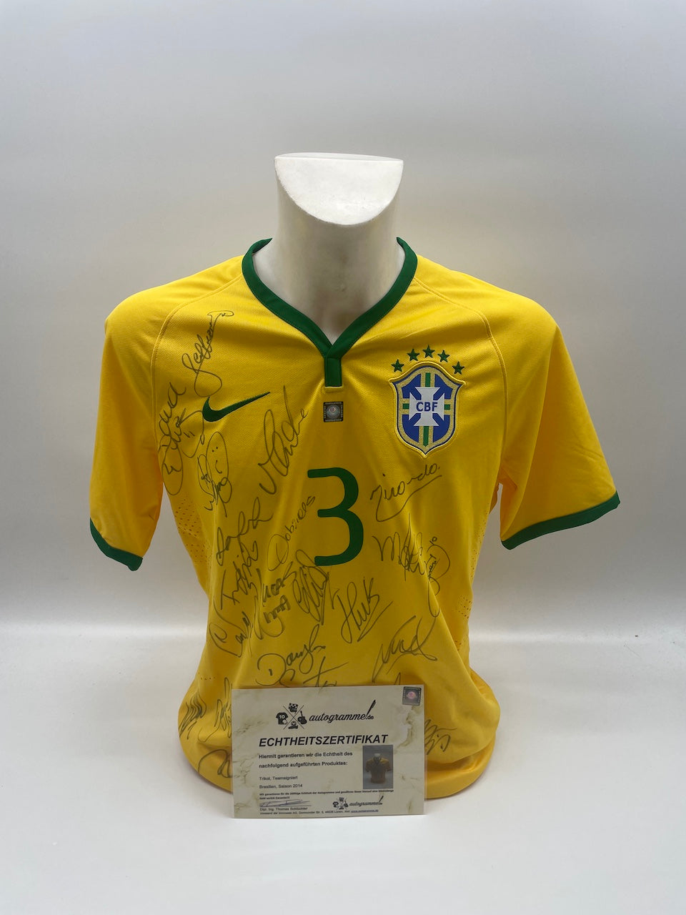 Brasilien Trikot WM 2014 Teamsigniert COA Fußball Nike Autogramm L