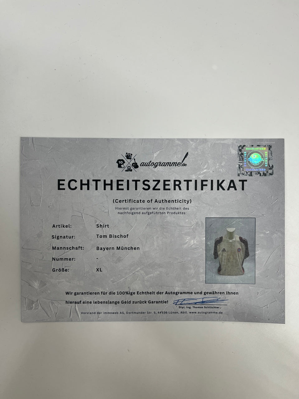 Bayern München Shirt Tom Bischof signiert FCB Adidas XL