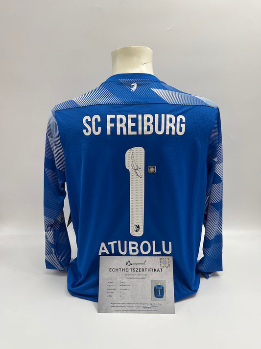 SC Freiburg Torwarttrikot signiert Noah Atubolu Autogramm Nike XL