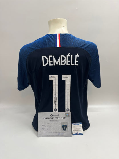 Frankreich Trikot Ousmane Dembele signiert  Nike Autogramme XL