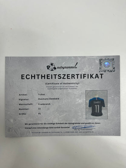Frankreich Trikot Ousmane Dembele signiert  Nike Autogramme XL
