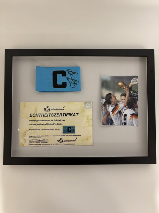 Captain's armband Klaus Augenthaler signed in the frame DFB football autograph COA