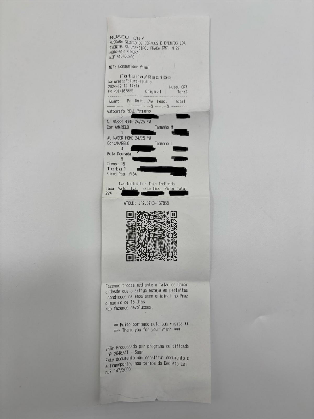 Al Nassr FC jersey signed by Cristiano Ronaldo, autograph COA M