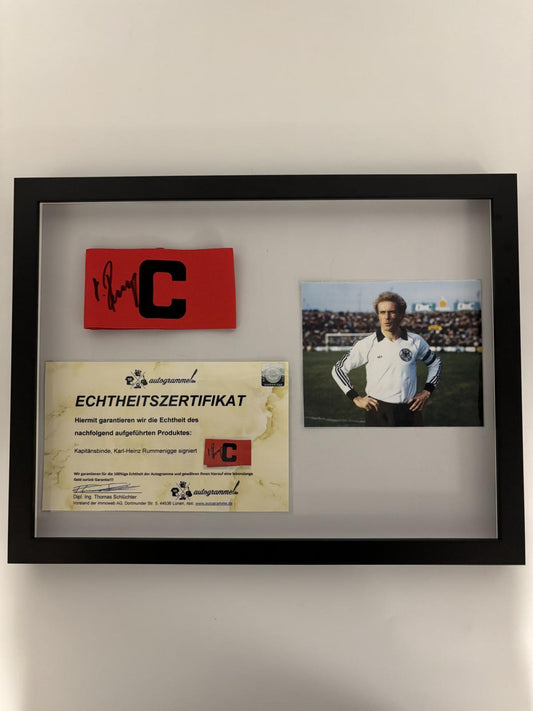 Captain's armband Karl-Heinz Rummenigge signed in frame Bayern football autograph COA