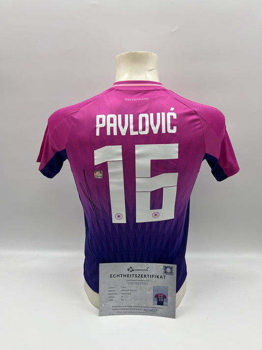 DFB Trikot Aleksandar Pavlovic signiert Adidas COA Deutschland Autogramm 152