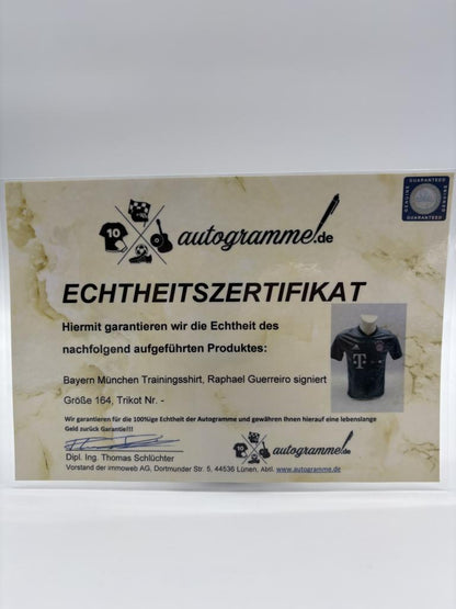 Bayern Munich training shirt Raphael Guerreiro signed Coa Adidas 164