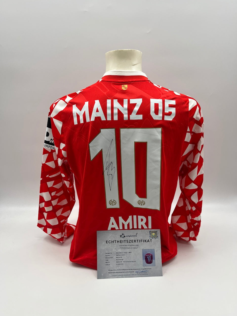 Matchworn Mainz Trikot getragen & signiert von Nadiem Amiri 27.09.2025