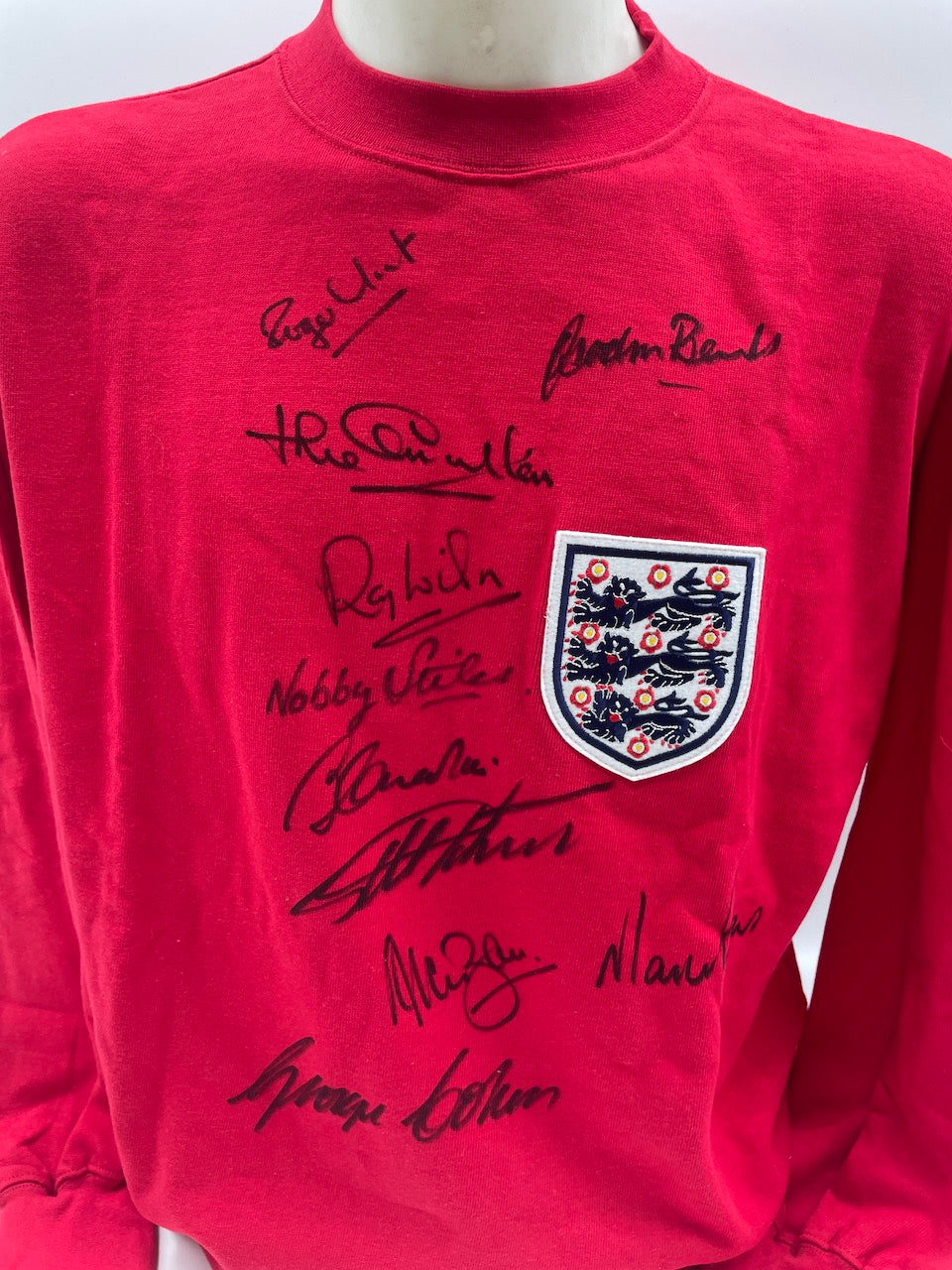 England Replika Finaltrikot WM 1966 10x signiert Autogramm Fußball COA Wembley L